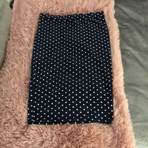 Navy blue polka dot pencil skirt